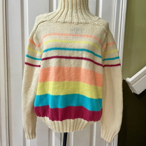 GRANNY SQUARE CHUNKY WOOL SWEATER COLOR POP SIZE MEDIUM - Picture 14 of 14